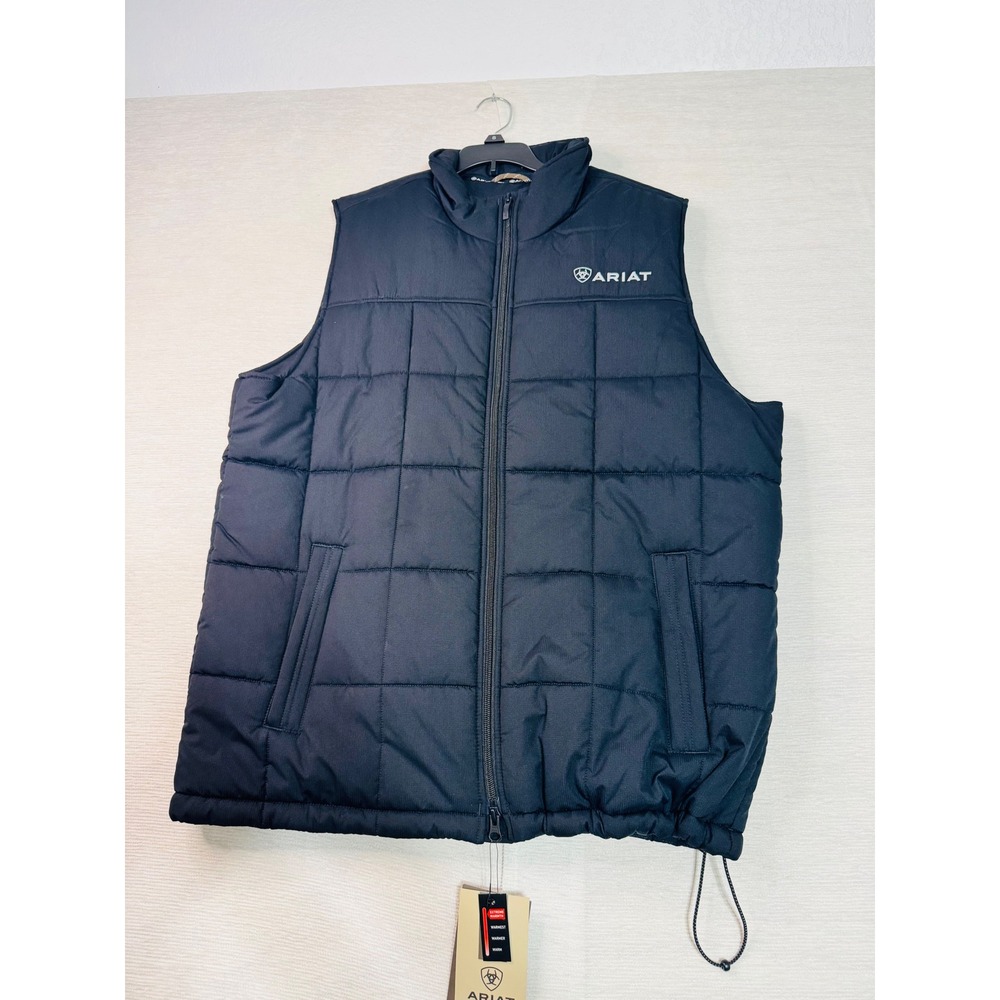 Ariat Crius Insulated Vest Mens Large Black Puffer Water Resistant 10011523